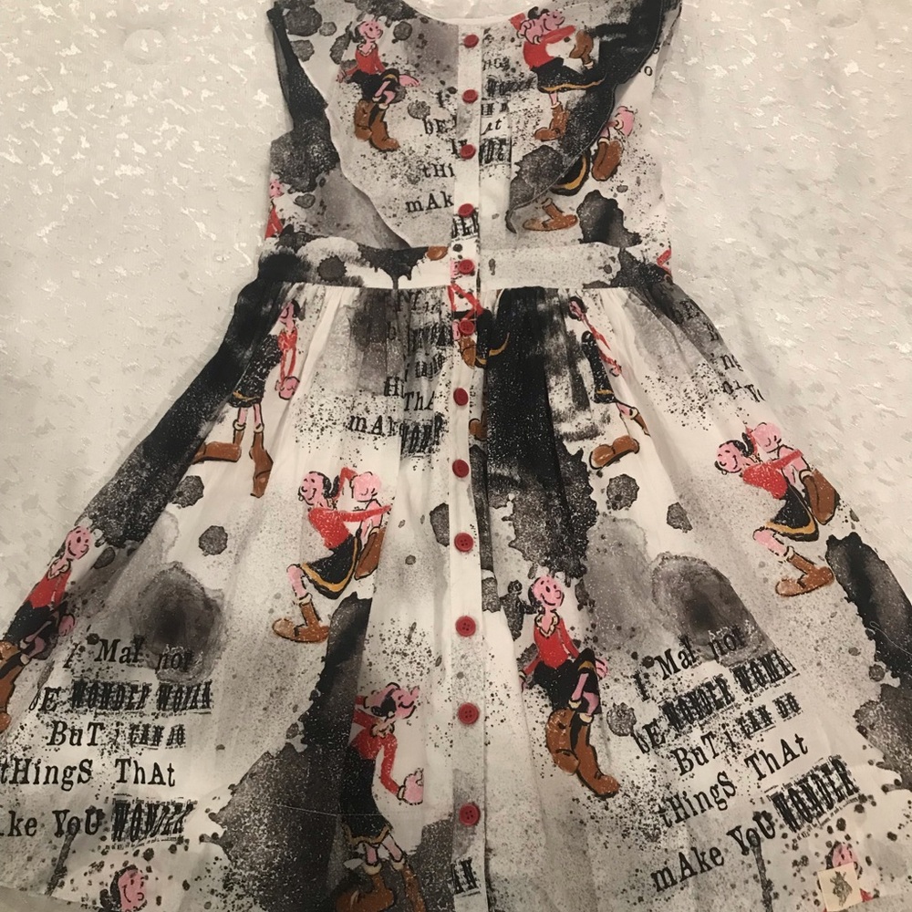 Bijou Sauvage  Button-Front Dress with Cartoon Motif NWT Size 12